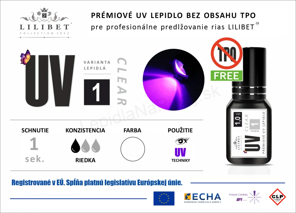 Lilibet UV1 Clear - Superprémiové UV lepidlo, číre / transparentné
