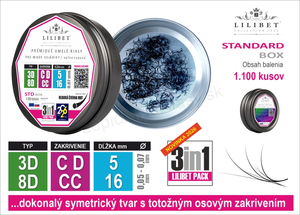 1.100 kusov - Superprémiové pre-made vejáriky Lilibet (STANDARD BOX)