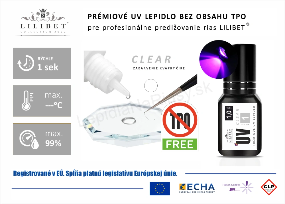 Lilibet UV1 Clear - Superprémiové UV lepidlo, číre / transparentné