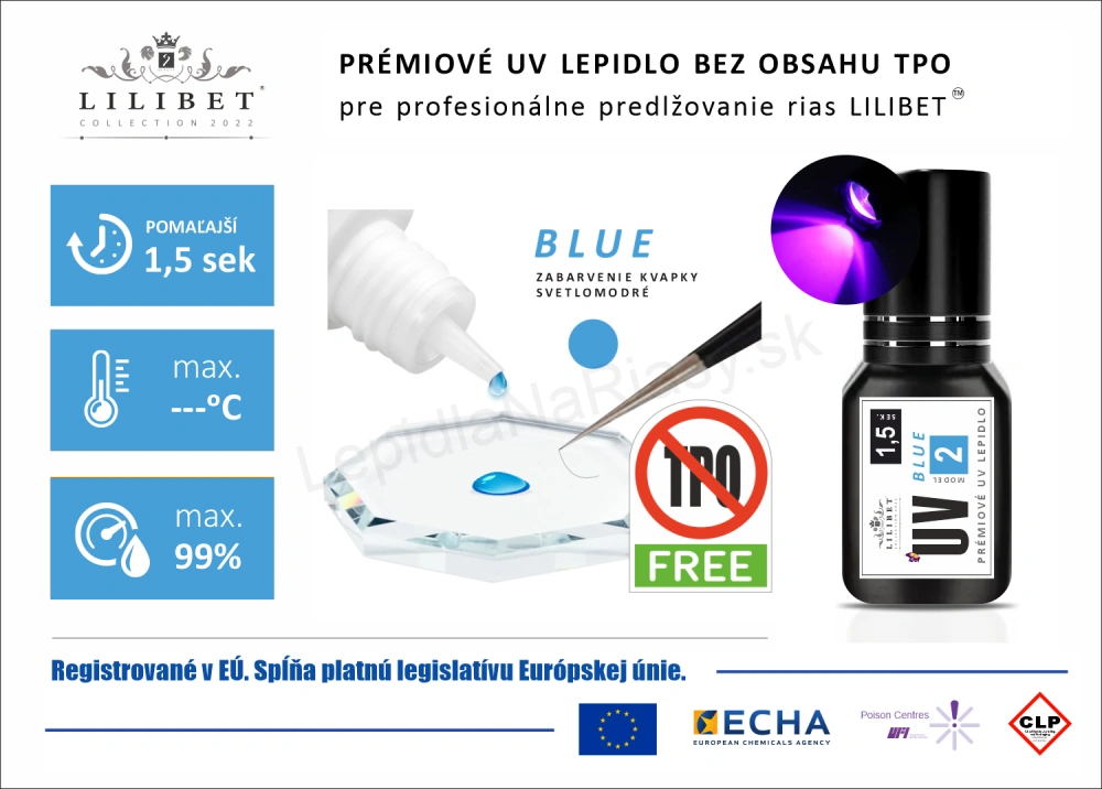 Lilibet UV2 Blue - Superprémiové UV lepidlo, svetlo modré