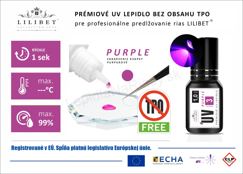 Lilibet UV3 Purple - Superprémiové UV lepidlo, purpurové