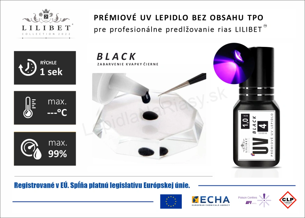 Lilibet UV4 Black - Superprémiové UV lepidlo, sýto čierne