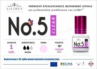 Lilibet No.5 - prémiové transparentné / číre lepidlo na predlžovanie rias