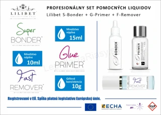 Profesionálny set 3 ks pomocných liquidov Lilibet - Bonder / Primer / Remover